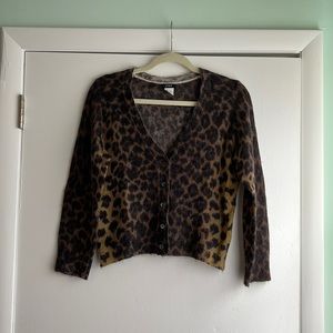 J.Crew Leopard print wool cardigan size large